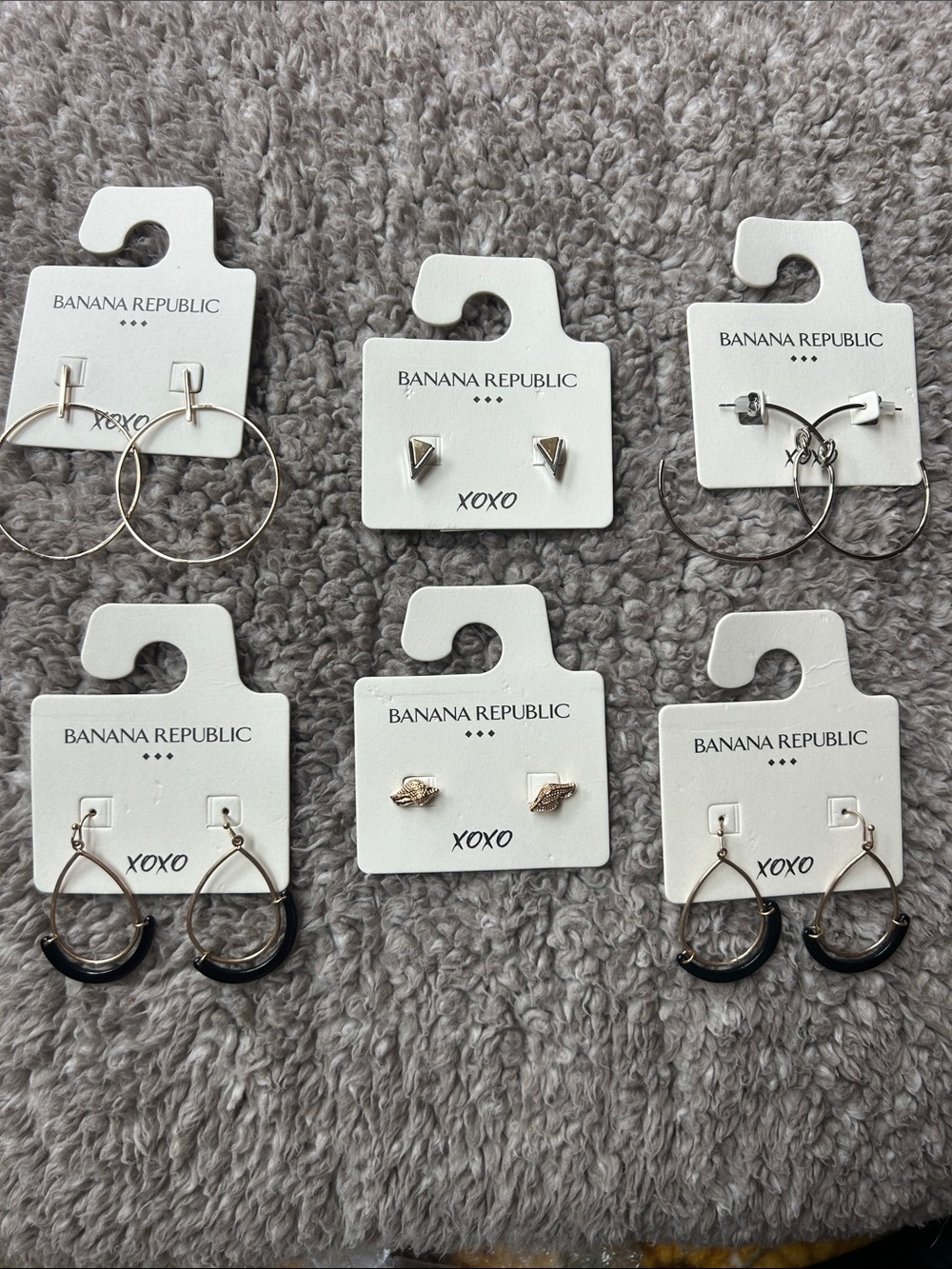 Banana Republic Gold-Tone Mixed Earring Set with Black Accents
